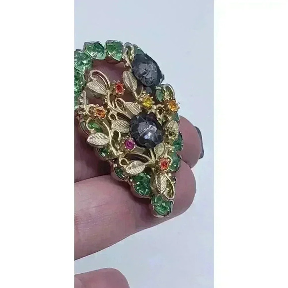 Vintage Brooch Rhinestone Crystal Flower Margarita Rivoli Rare Austria Art Deco - Picture 8 of 8